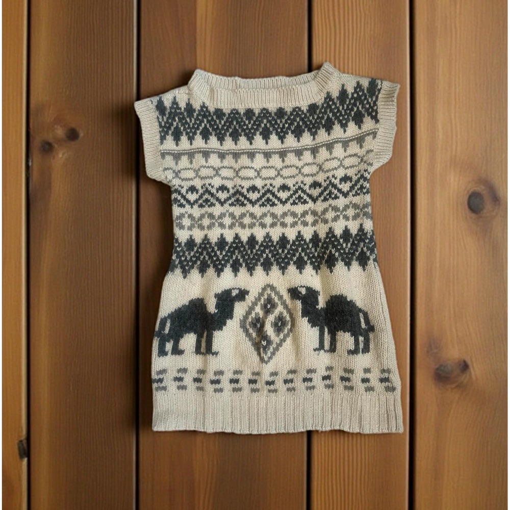 ZARA Long Knit Sweater Womens Medium Boxy Wool Blend Short Sleeve Pull Over